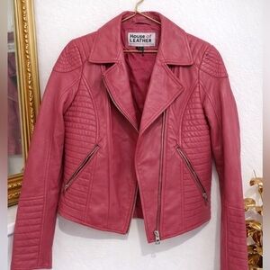 Women's LEATHER Barbie pink  Jacket